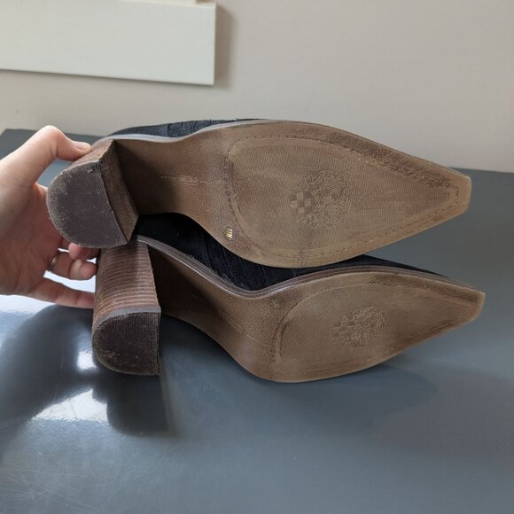 Vince Camuto black Suede Western Cowboy Bootie Chunky Heel - Picture 11 of 15